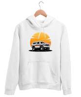 4x4 Arazi Aracı Beyaz Unisex Kapşonlu Sweatshirt - Thumbnail