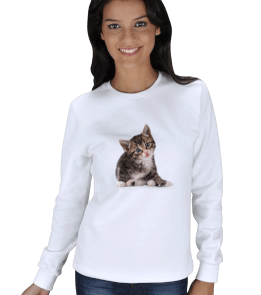 505120 CAT BEYAZ KADIN SWEATSHIRT