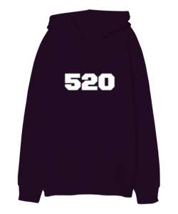 520 Koyu Mor Oversize Unisex Kapüşonlu Sweatshirt