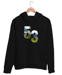 53 Siyah Unisex Kapşonlu Sweatshirt