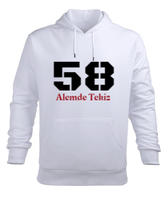 58 Alemde Tekiz Baskılı Erkek Kapüşonlu Hoodie Sweatshirt