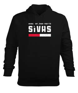 58 Sivas Havası Sert İnsanı Mert Tasarım Baskılı Siyah Erkek Kapüşonlu Hoodie Sweatshirt