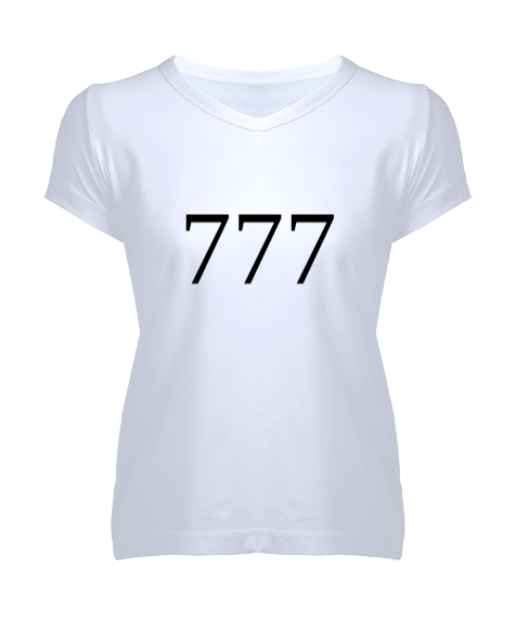 Tisho - 777 Beyaz Kadın V Yaka Tişört