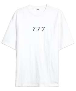 777 Sayı Sekansı Beyaz Oversize Unisex Tişört