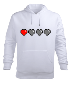 8 BIT - HEART - KALP Erkek Kapüşonlu Hoodie Sweatshirt