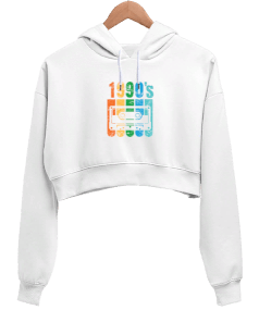 90s Kadın Crop Hoodie Kapüşonlu Sweatshirt