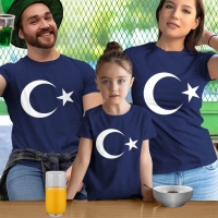 Ay Yıldız Anne Baba ve Kız Çocuk Tişört Kombini - 5