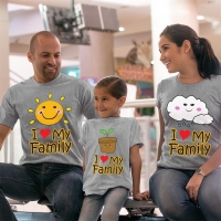 I Love My Family Anne Baba ve Kız Çocuk Tişört Kombini - 4