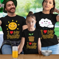 I Love My Family Anne Baba ve Kız Çocuk Tişört Kombini - 5