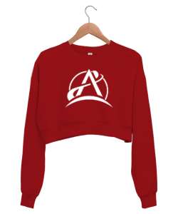 A Harfi - Logo Kırmızı Kadın Crop Sweatshirt