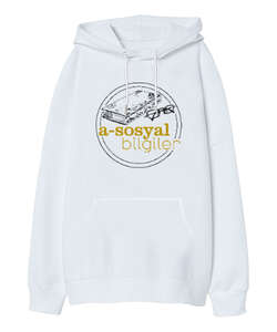 A-Sosyal Bilgiler Beyaz Oversize Unisex Kapüşonlu Sweatshirt