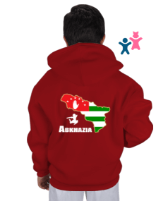 Abhazya Bayrağı.Abhazya logosu. Çocuk Kapüşonlu Hoodie Fermuarlı