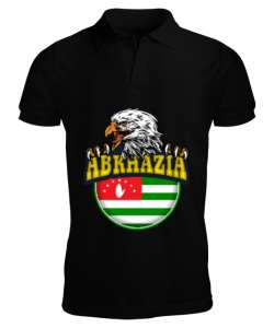 Abhazya,Abhazya Bayrağı,abkhazia,abkhazia flag. Siyah Erkek Kısa Kol Polo Yaka