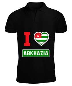 Abhazya,Abhazya Bayrağı,abkhazia,abkhazia flag. Siyah Erkek Kısa Kol Polo Yaka