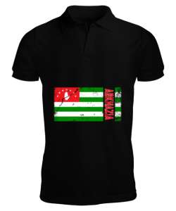 Abhazya,Abhazya Bayrağı,abkhazia,abkhazia flag. Siyah Erkek Kısa Kol Polo Yaka