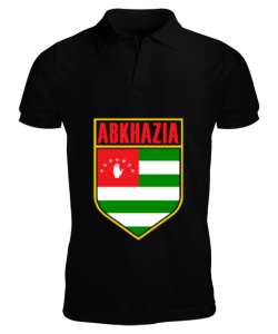 Abhazya,Abhazya Bayrağı,abkhazia,abkhazia flag. Siyah Erkek Kısa Kol Polo Yaka