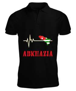 Abhazya,Abhazya Bayrağı,abkhazia,abkhazia flag. Siyah Erkek Kısa Kol Polo Yaka