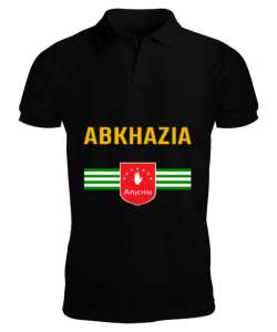 Abhazya,Abhazya Bayrağı,abkhazia,abkhazia flag. Siyah Erkek Kısa Kol Polo Yaka