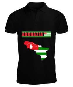 Abhazya,Abhazya Bayrağı,abkhazia,abkhazia flag. Siyah Erkek Kısa Kol Polo Yaka