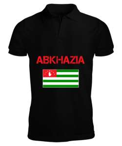 Abhazya,Abhazya Bayrağı,abkhazia,abkhazia flag. Siyah Erkek Kısa Kol Polo Yaka