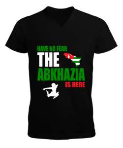 Abhazya,Abhazya Bayrağı,abkhazia,abkhazia flag. Siyah Erkek Kısa Kol V Yaka Tişört