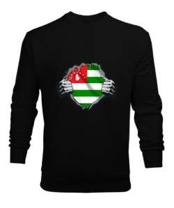 Abhazya,Abhazya Bayrağı,abkhazia,abkhazia flag. Siyah Erkek Sweatshirt