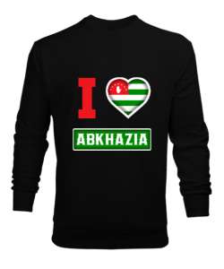 Abhazya,Abhazya Bayrağı,abkhazia,abkhazia flag. Siyah Erkek Sweatshirt