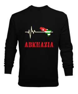 Abhazya,Abhazya Bayrağı,abkhazia,abkhazia flag. Siyah Erkek Sweatshirt