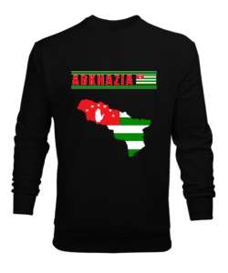 Abhazya,Abhazya Bayrağı,abkhazia,abkhazia flag. Siyah Erkek Sweatshirt