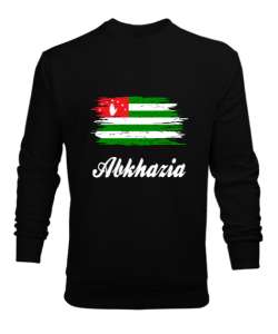 Abhazya,Abhazya Bayrağı,abkhazia,abkhazia flag. Siyah Erkek Sweatshirt