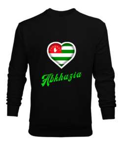 Abhazya,Abhazya Bayrağı,abkhazia,abkhazia flag. Siyah Erkek Sweatshirt