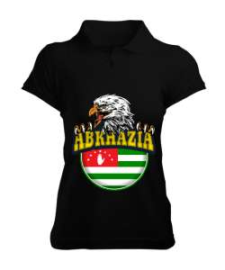 Abhazya,Abhazya Bayrağı,abkhazia,abkhazia flag. Siyah Kadın Polo Yaka Tişört