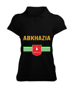 Abhazya,Abhazya Bayrağı,abkhazia,abkhazia flag. Siyah Kadın Polo Yaka Tişört