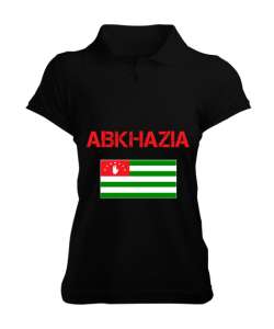 Abhazya,Abhazya Bayrağı,abkhazia,abkhazia flag. Siyah Kadın Polo Yaka Tişört