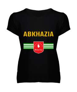 Abhazya,Abhazya Bayrağı,abkhazia,abkhazia flag. Siyah Kadın V Yaka Tişört