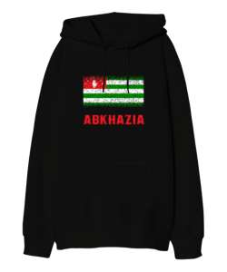 Abhazya,Abhazya Bayrağı,abkhazia,abkhazia flag. Siyah Oversize Unisex Kapüşonlu Sweatshirt