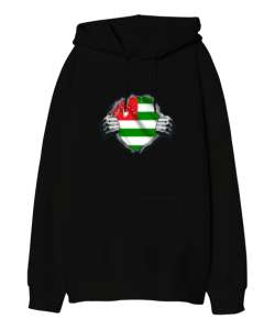 Abhazya,Abhazya Bayrağı,abkhazia,abkhazia flag. Siyah Oversize Unisex Kapüşonlu Sweatshirt