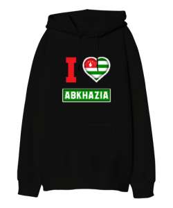 Abhazya,Abhazya Bayrağı,abkhazia,abkhazia flag. Siyah Oversize Unisex Kapüşonlu Sweatshirt