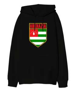 Abhazya,Abhazya Bayrağı,abkhazia,abkhazia flag. Siyah Oversize Unisex Kapüşonlu Sweatshirt