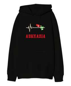 Abhazya,Abhazya Bayrağı,abkhazia,abkhazia flag. Siyah Oversize Unisex Kapüşonlu Sweatshirt