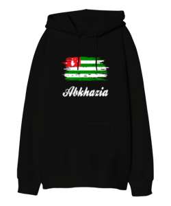 Abhazya,Abhazya Bayrağı,abkhazia,abkhazia flag. Siyah Oversize Unisex Kapüşonlu Sweatshirt