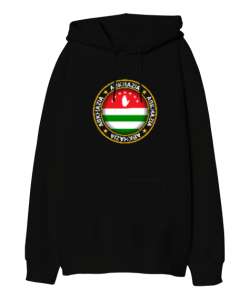 Abhazya,Abhazya Bayrağı,abkhazia,abkhazia flag. Siyah Oversize Unisex Kapüşonlu Sweatshirt