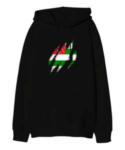 Abhazya,Abhazya Bayrağı,abkhazia,abkhazia flag. Siyah Oversize Unisex Kapüşonlu Sweatshirt