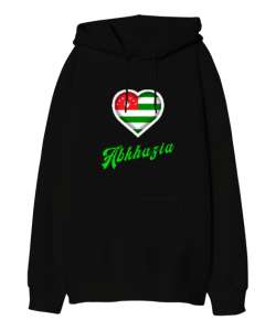 Abhazya,Abhazya Bayrağı,abkhazia,abkhazia flag. Siyah Oversize Unisex Kapüşonlu Sweatshirt