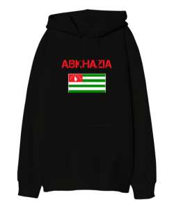 Abhazya,Abhazya Bayrağı,abkhazia,abkhazia flag. Siyah Oversize Unisex Kapüşonlu Sweatshirt