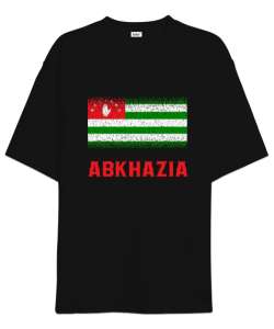 Abhazya,Abhazya Bayrağı,abkhazia,abkhazia flag. Siyah Oversize Unisex Tişört