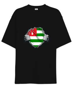 Abhazya,Abhazya Bayrağı,abkhazia,abkhazia flag. Siyah Oversize Unisex Tişört