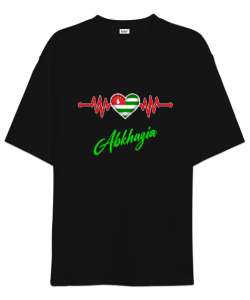 Abhazya,Abhazya Bayrağı,abkhazia,abkhazia flag. Siyah Oversize Unisex Tişört