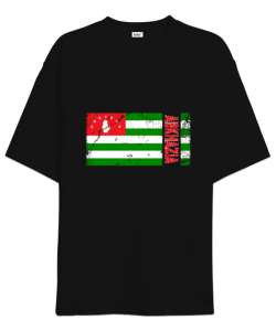 Abhazya,Abhazya Bayrağı,abkhazia,abkhazia flag. Siyah Oversize Unisex Tişört