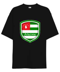 Abhazya,Abhazya Bayrağı,abkhazia,abkhazia flag. Siyah Oversize Unisex Tişört